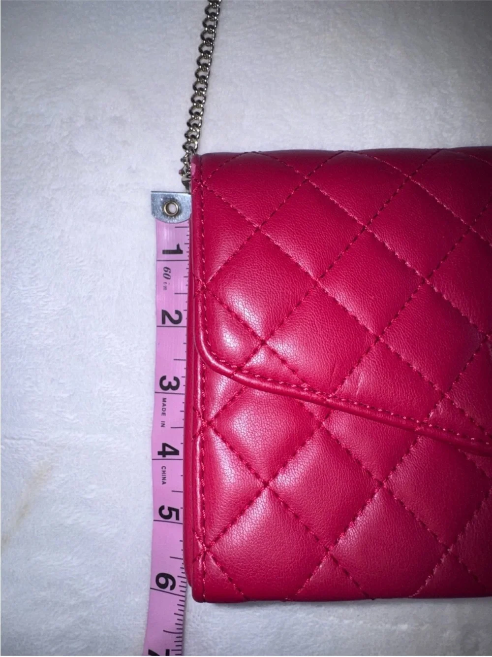 Quilted Bright Red Chain Crossbody Clutch Wallet Purse